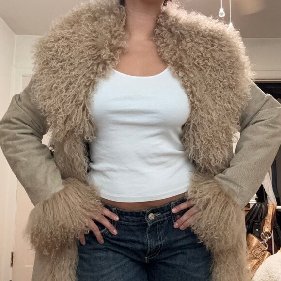 Vintage Genuine Leather Fur Trim Penny Lane Jacket - Picture 2 of 5